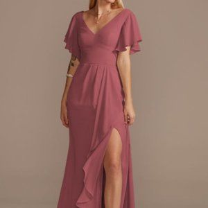 NWT David's Bridal flutter sleeve bridesmaid dress with cascade